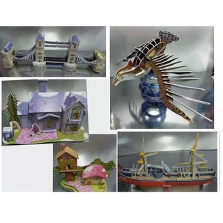 Quebra Cabeça 3d Papel Grosso Modelos Variados
