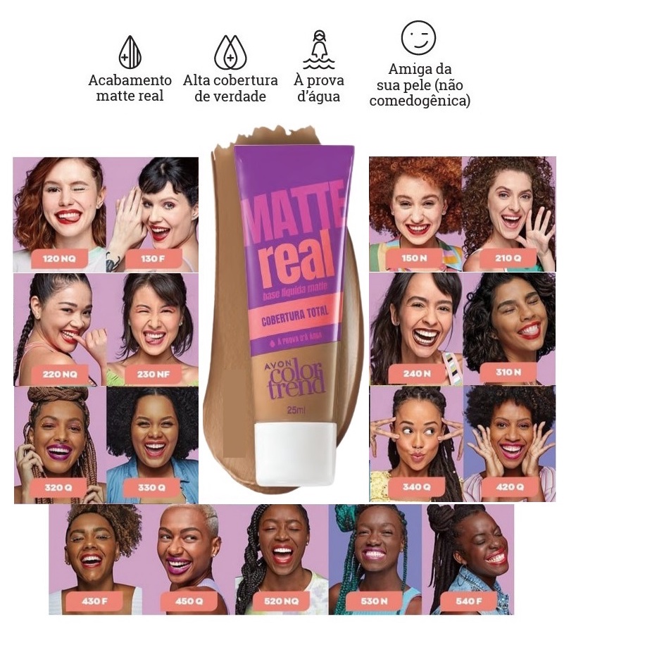Base Líquida Color Trend Matte Real 25ml Maquiagem Avon | Shopee Brasil