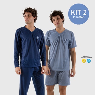 Pijama Masculino Longo e Curto KIT 2 UNIDADES Linha Noite Verão x Inverno SORTIDO