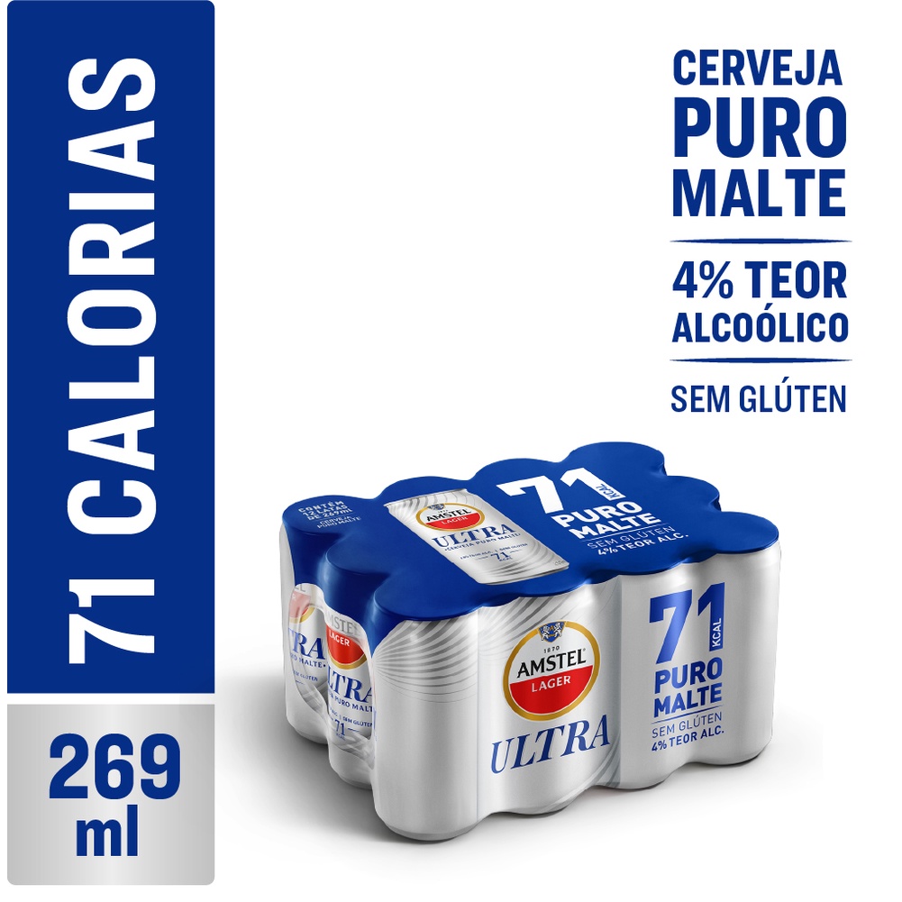 Cerveja Amstel Ultra Lata 269ml - Pack com 12 Unidades | Shopee Brasil