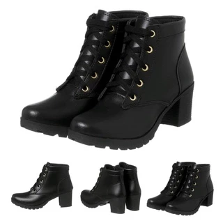 Bota Coturno Feminino Bota Tratorada Feminina Bota Feminino Preta Coturno de Salto Ref. 20/111