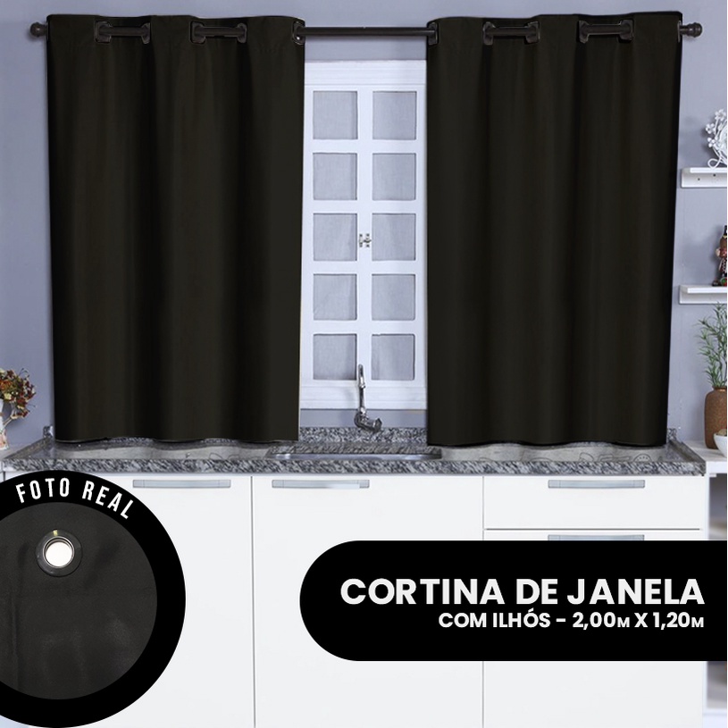 Cortina de Janela 2,00 x 1,20 com ilhós