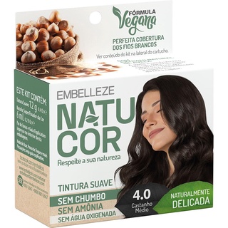 Tinta de cabelo natucor naturalmente delicada avelã castanho médio 4.0 kit econômico
