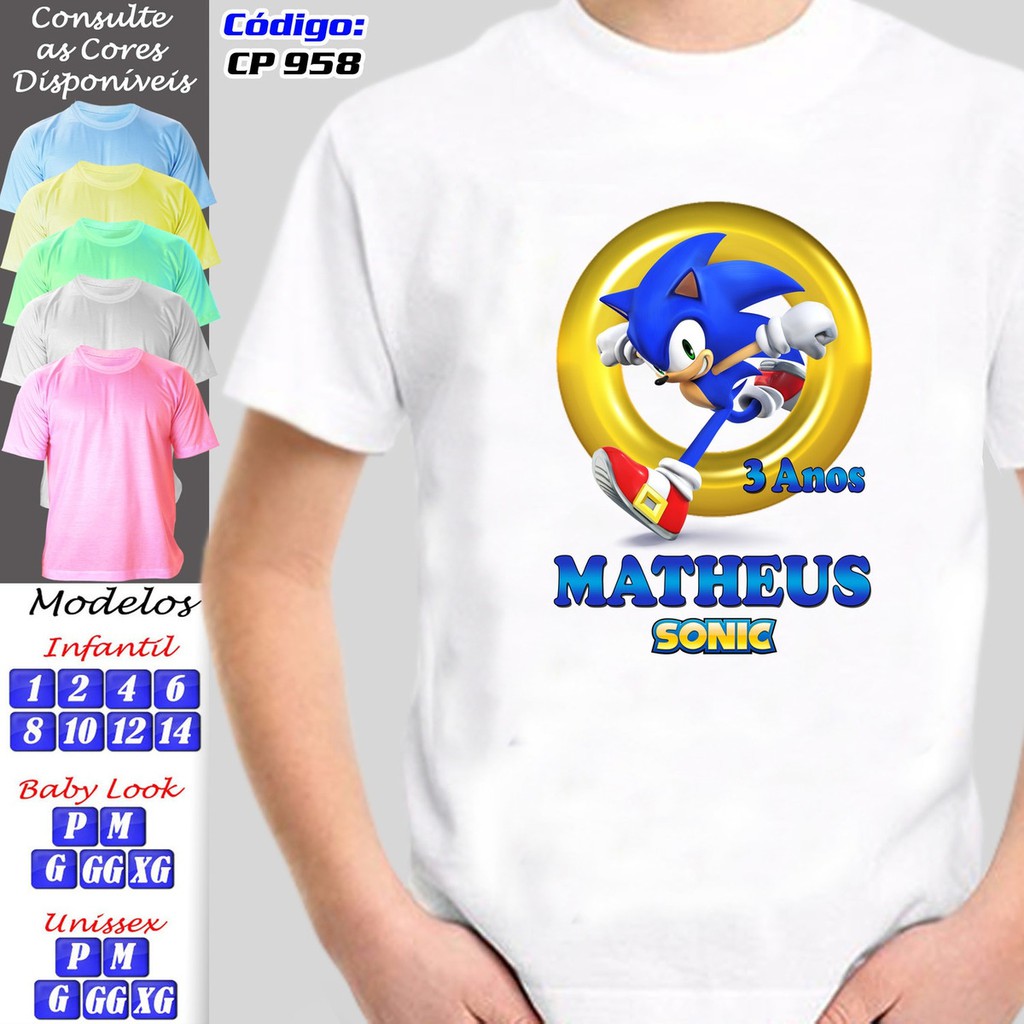 Camiseta Infantil Sonic  Elo7 Produtos Especiais