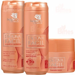 Kit progressiva ﻿Escova Fácil Tratamento Anti-Volume Hábito Cosméticos