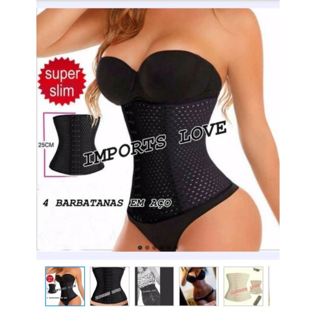 Cinto corset modeladora afina cintura 4 barbatanas em aço