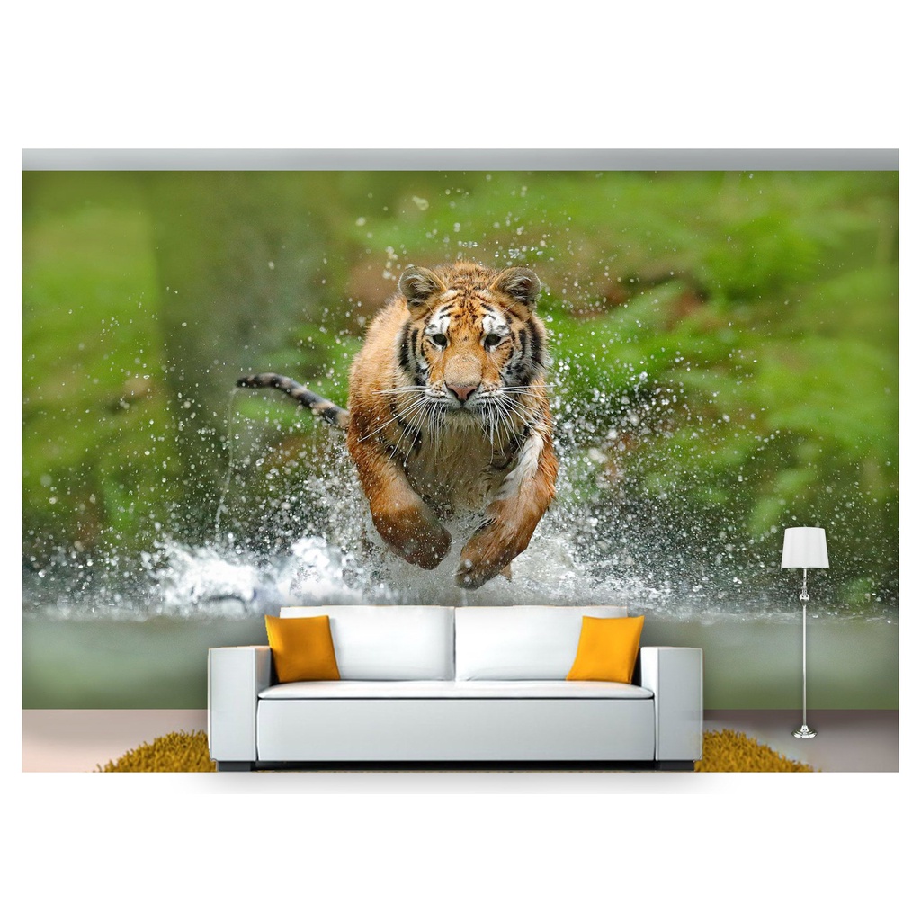 Papel De Parede Animais Tigre Paisagem 3D 7,50M² Anm238 no Shoptime