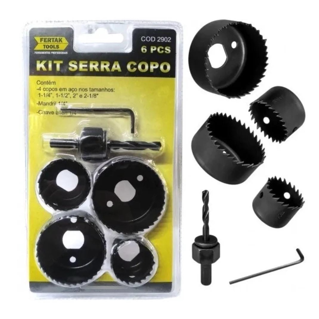 Kit de Serras Copo Multi Aço Carbono 32 a 59mm 5 peças 963.4