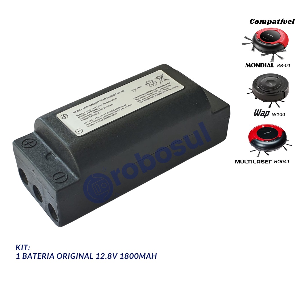 Bateria Para Robô Aspirador Mondial Rb01 12.8v 1800mah