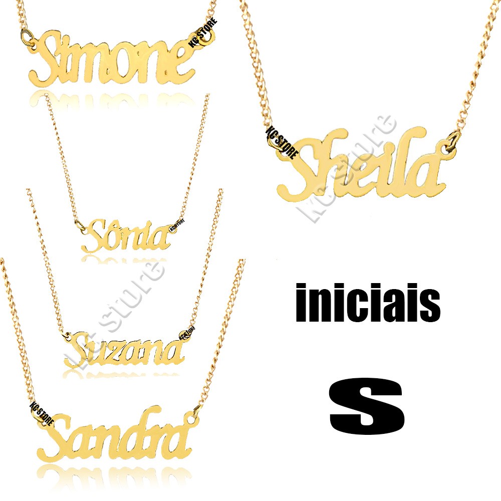 Colar corrente de Nome Personalizado nome inicial s sabrina samara sara ...