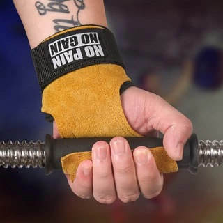 1luvas De Ginástica De Couro De Vaca De Pêra Luvas Levantamento De Peso Exercício Fquipamento Esportivo Espessura De Proteção Da Palma Mão Marrom Amarelo