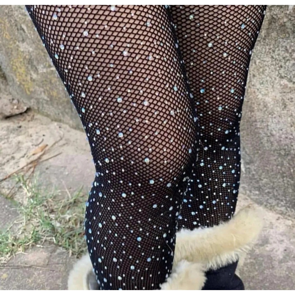 Meia Calça Infantil Arrastão Com Brilho Glitter Blogueirinha Glamour