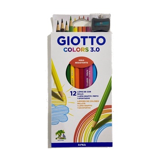 Lápis de Cor GIOTTO Colors 3.0 c/ 12 cores + Lápis Grafite + Apontador