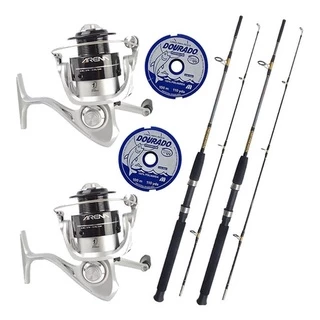 Kit Pesca 2 Molinete Marine Sports Arena, 2 Vara, 2 Linha