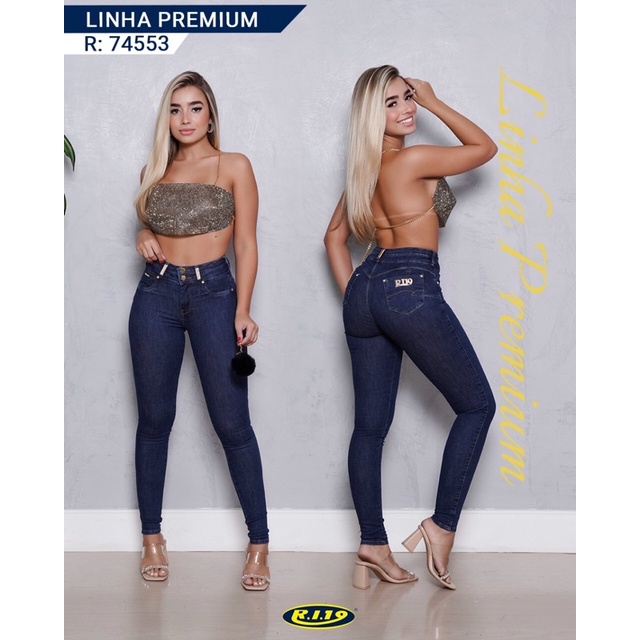 Calca Jeans Feminina Ri19 Empina Bumbum Lancamento - Azul