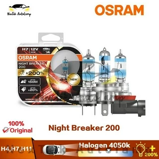 OSRAM Night Breaker 200 Next Generation Laser H4 H7 H11 12V +200% Halogênio 4050K Luz branca amarela Lâmpada de carro Lâmpadas automáticas originais brilhantes fabricadas na Alemanha