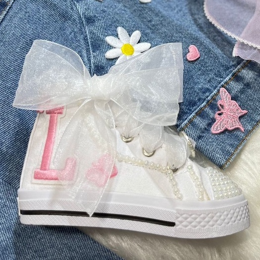 Tênis Infantil Converse All Star Cano Alto Rosa com Glitter na EuroBabyKids