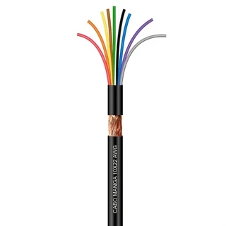 Cabo Manga 10x22 Awg - Com Blindagem Preto - 3 Metros