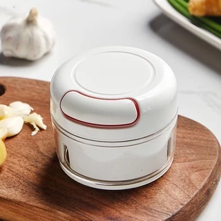Mini Processador Manual Alimentos 2 Laminas Inox Triturador, Espremedor De Alho, Picador, Legumes, Carnes, Frutas, Verduras