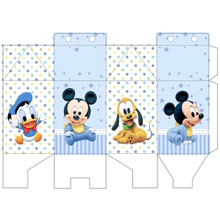 KIT 10 UND. CAIXINHAS PERSONALIZADAS (FOLHA COM ARTE IMPRESSA) TEMA Mickey Baby