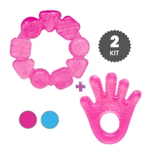 Kit com 2 Mordedor para Bebê Alivia Dor Na Gengiva Facil de Segurar Inmetro Dentição Gelado Mãozinha e Multiformas Buba
