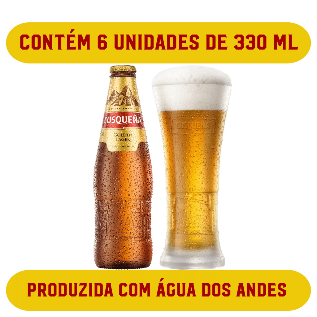 Six Pack Cerveja Importada Peru Cusqueentildea Golden Lager 330 ml
