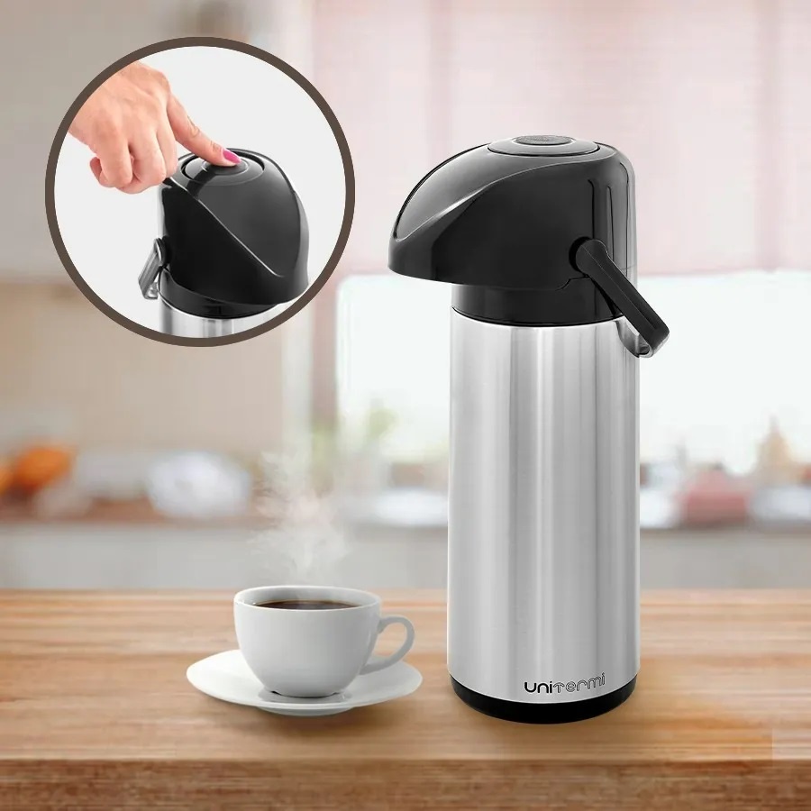 Garrafa de Café Térmica inox Capacidade 1litro - Com Alça | Shopee Brasil