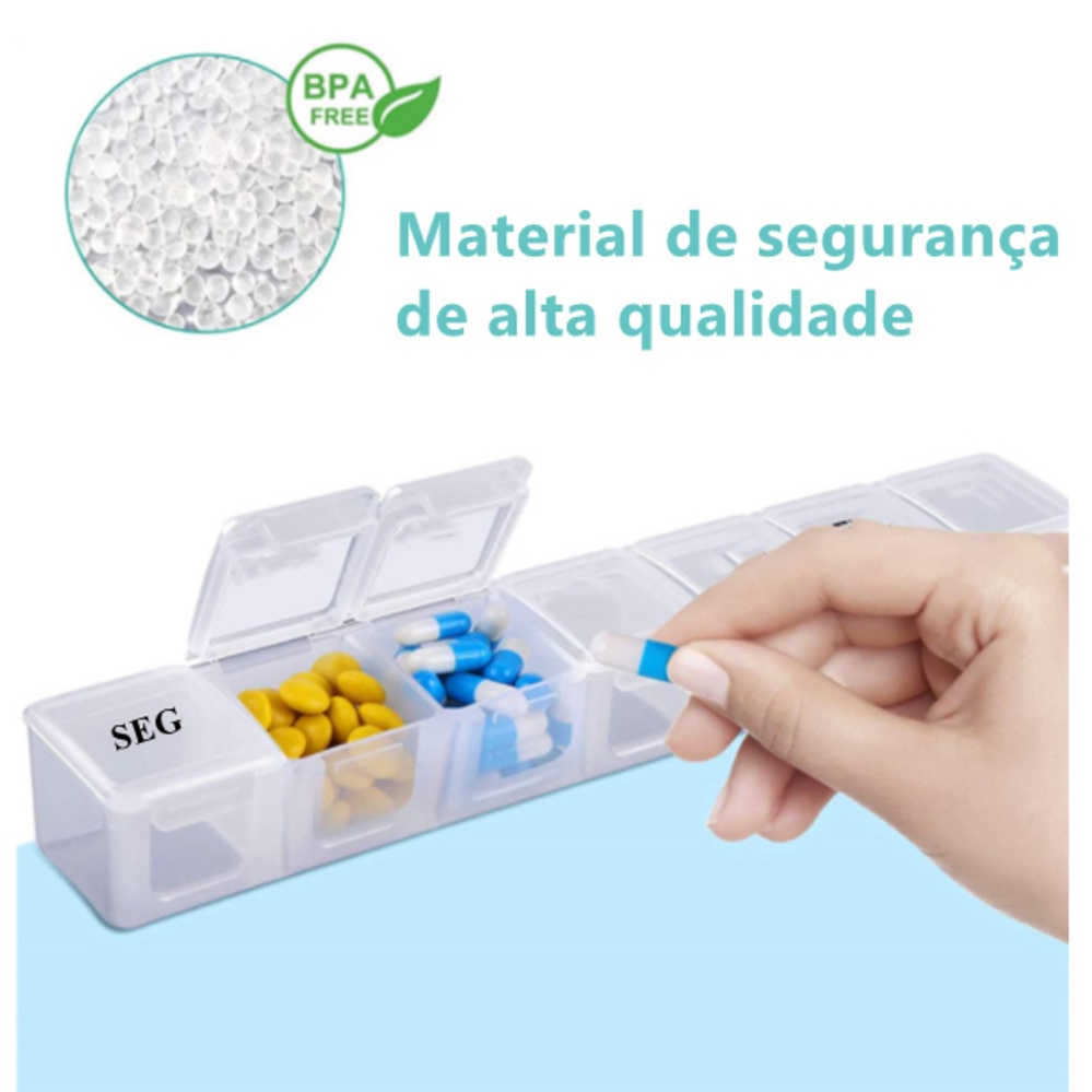 Porta Comprimido Organizador Para Remédio De Semanal Caixa 7 Dias/ Capa Protetora Mala Viagem