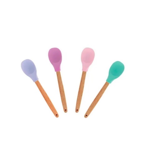 Colher De Silicone Cabo Madeira - Envio Imediato