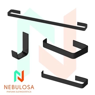 Kit Acessórios Para Banheiro Preto 4 Peças