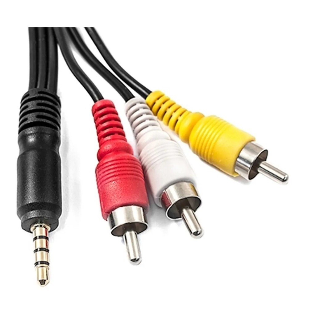 Cabo AV Composto P2 Stereo (4C 4 Contatos e 3 eixos = P3) 3,5mm + 3 RCA ...
