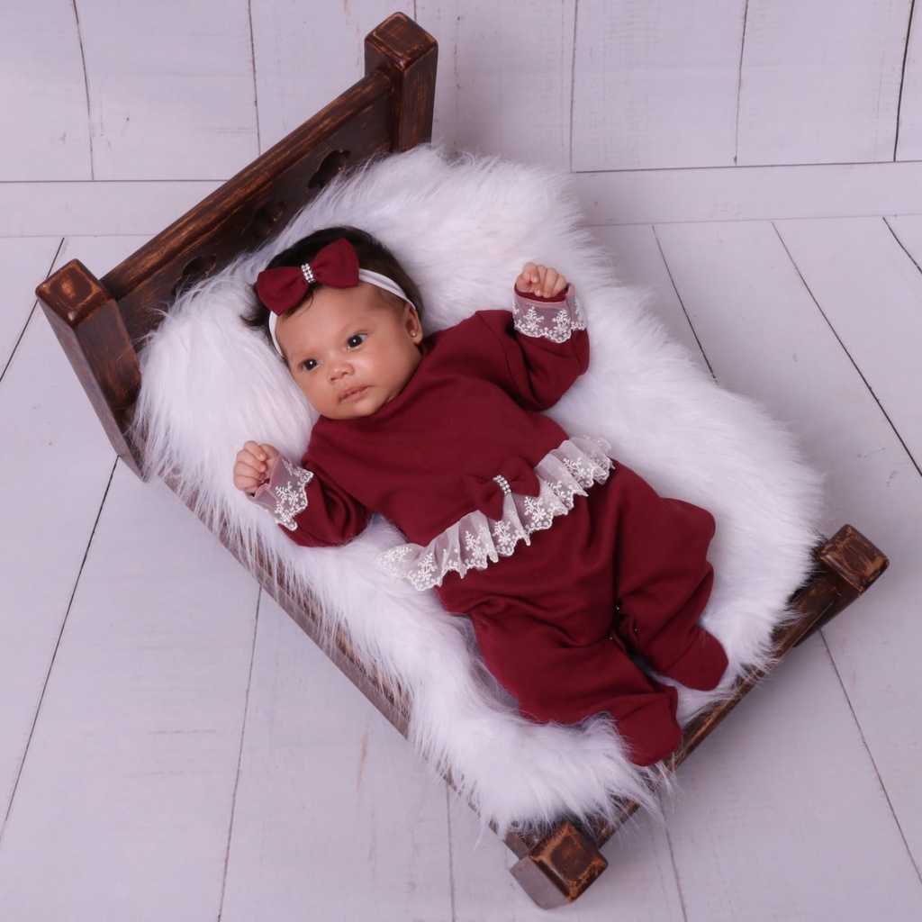 Macacão Bebê Roupinha De Recem Nascido Feminina Macacão Manga