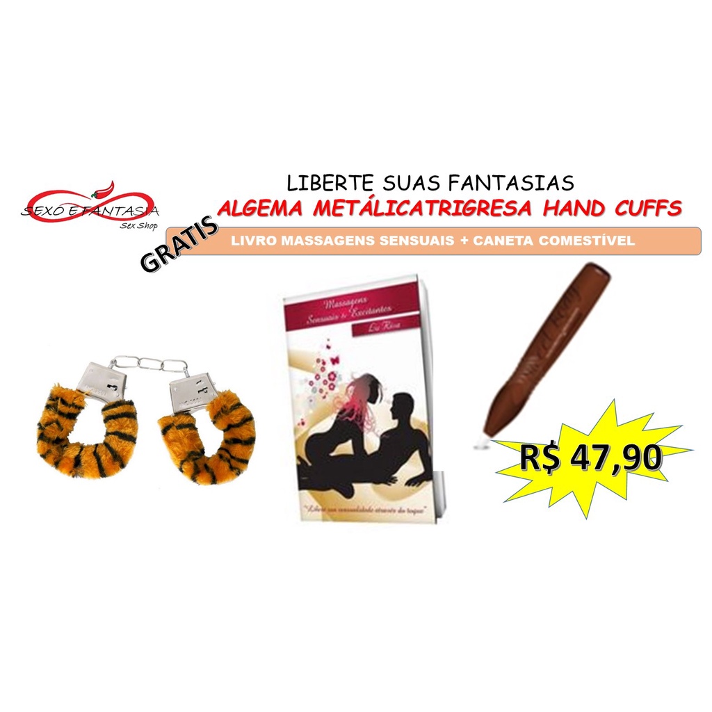 Sexshop/ fantasias sexuais/ brinquedos sexuais/ kit algema sexual metálica  com pelúcia, livro massagem sexual, várias posições e caneta comestível |  Shopee Brasil