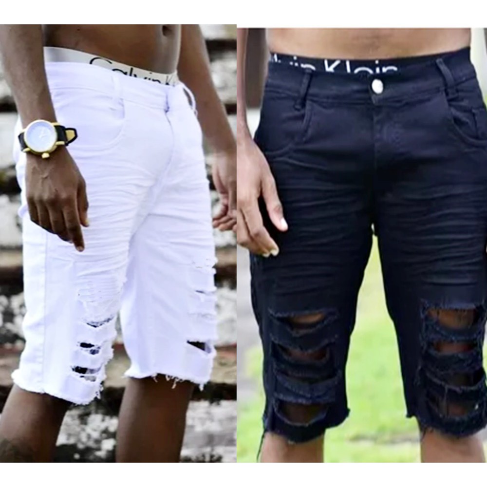 Kit Bermudas Jeans Sarja Destroyed Rasgada Masculina Varias Cores Pode Escolher Shopee Brasil