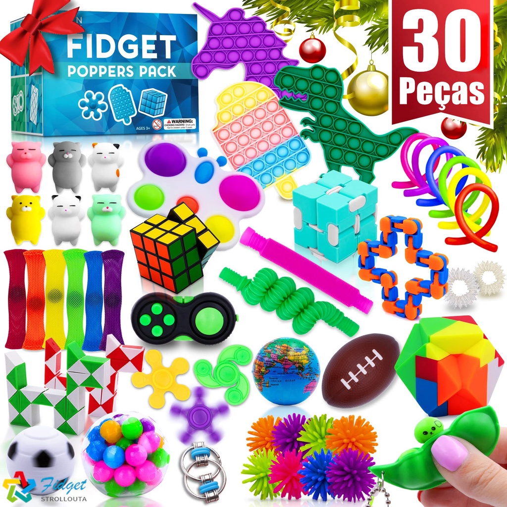 30peças Conjunto De Anti Stress Brinquedos De Inquietação Sensorial Kit De Fidget Brinquedo De Alívio De Estresse De Bolha Pop it Fidget Toys