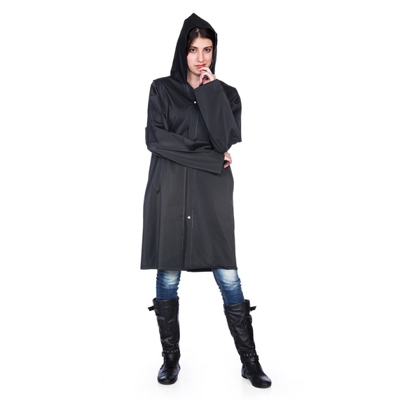 Capa De Chuva Pvc Forrada Preta