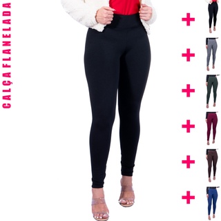 Kit 2 Calça Legging Flanelada Termica Antifrio Suplex Quentinho para inverno