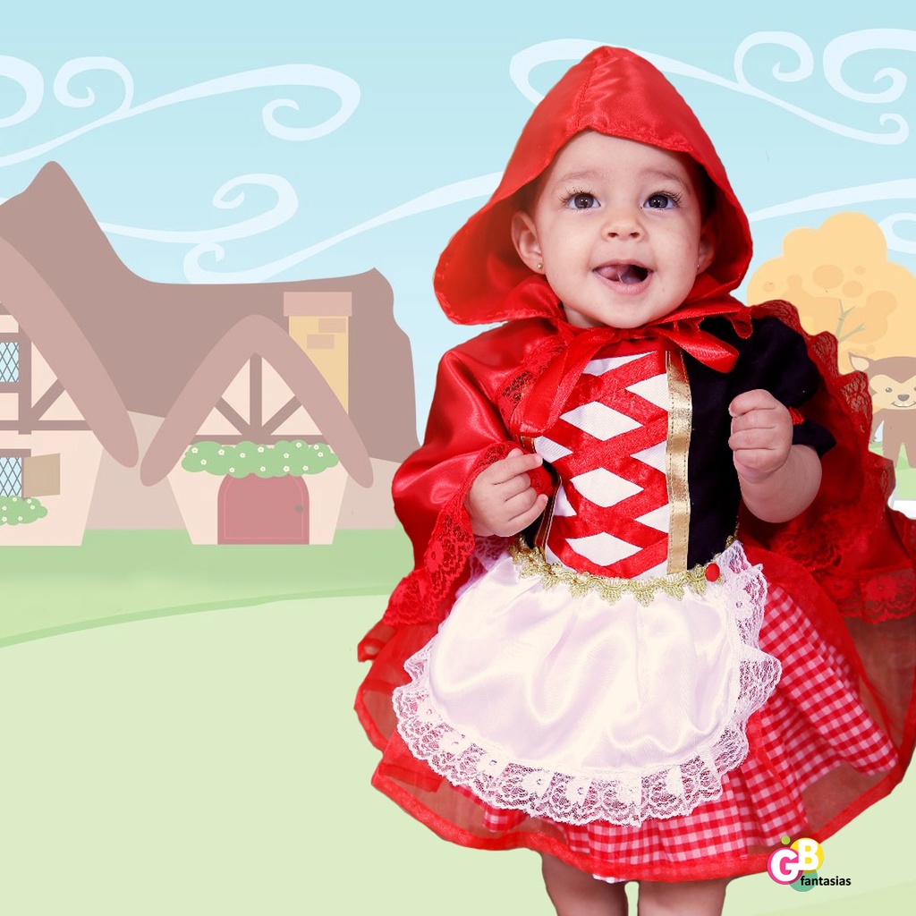 Vermelho Infantil Vestido Chapeuzinho Vermelho Anos FANTASIA