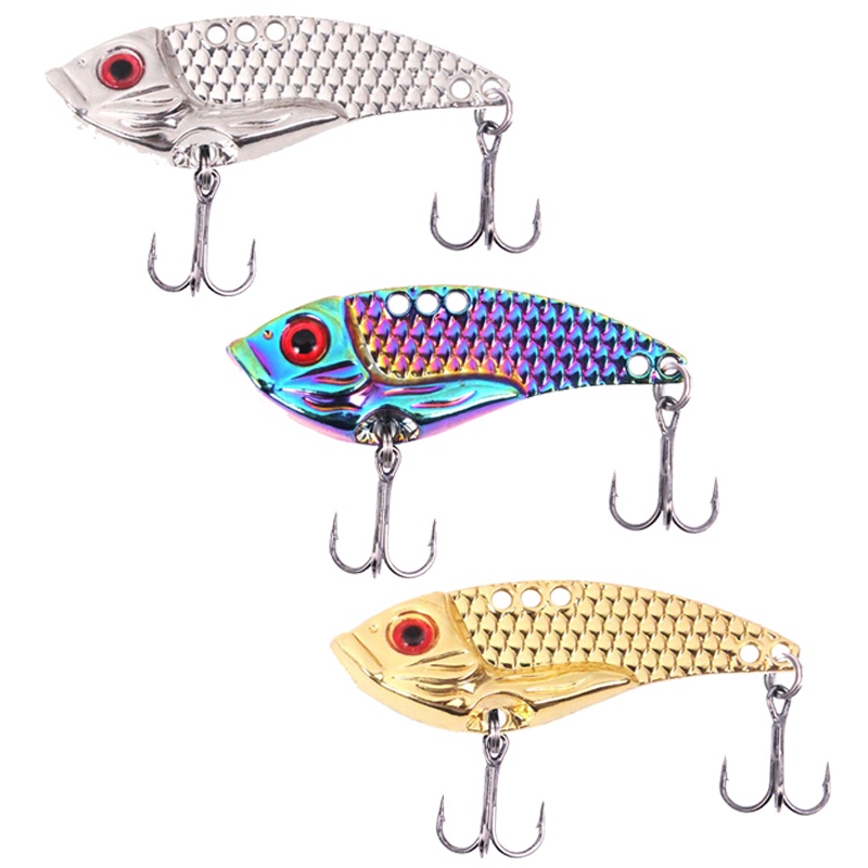 1pcs 5g/7g/10g/15g/20g Colher De Metal VIB Jig Isca De Pesca Búia De Natação Robalo Externo Fishing