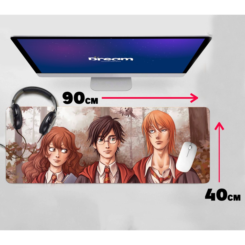 Mouse Pad Gamer Harry Potter Grande Extra Grande 90x40 Personalizado Costurado