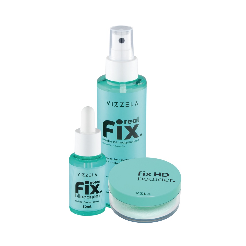 Kit Blindagem Gotas Fix + Real Fix + Po Solto Facial Fixador Vizzela ...