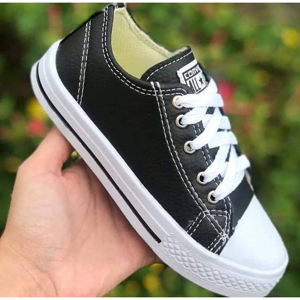 Tênis Infantil Converse All Star Couro Sintético Preto Masculino E Feminino