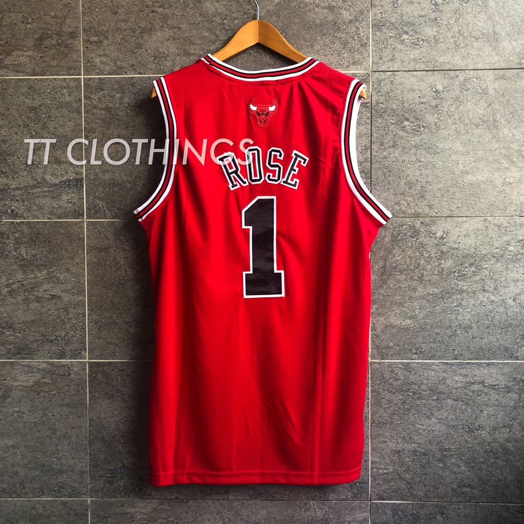 Derrick Rose # 1 Chicago Bulls Vermelho NBA Camisa De Basquete Solteiros