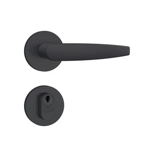 Fechadura Porta de Madeira Stam 803/33 Preto Fosco Roseta Redonda Externa