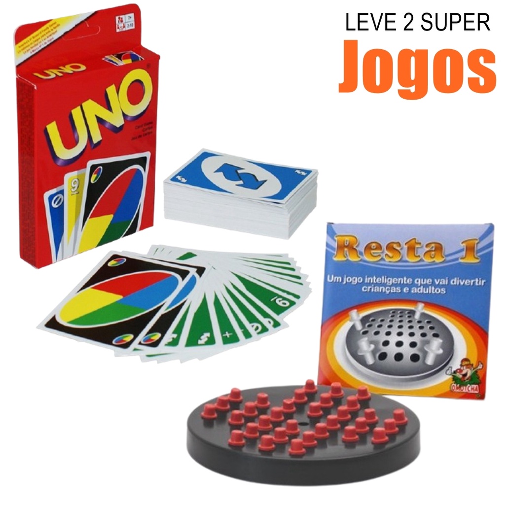 Leve Um Kit C/ 2 Super Jogos 1 UNO + 1 Jogo Completo Tabuleiro de Xadrez  Para Jogar Toda Família