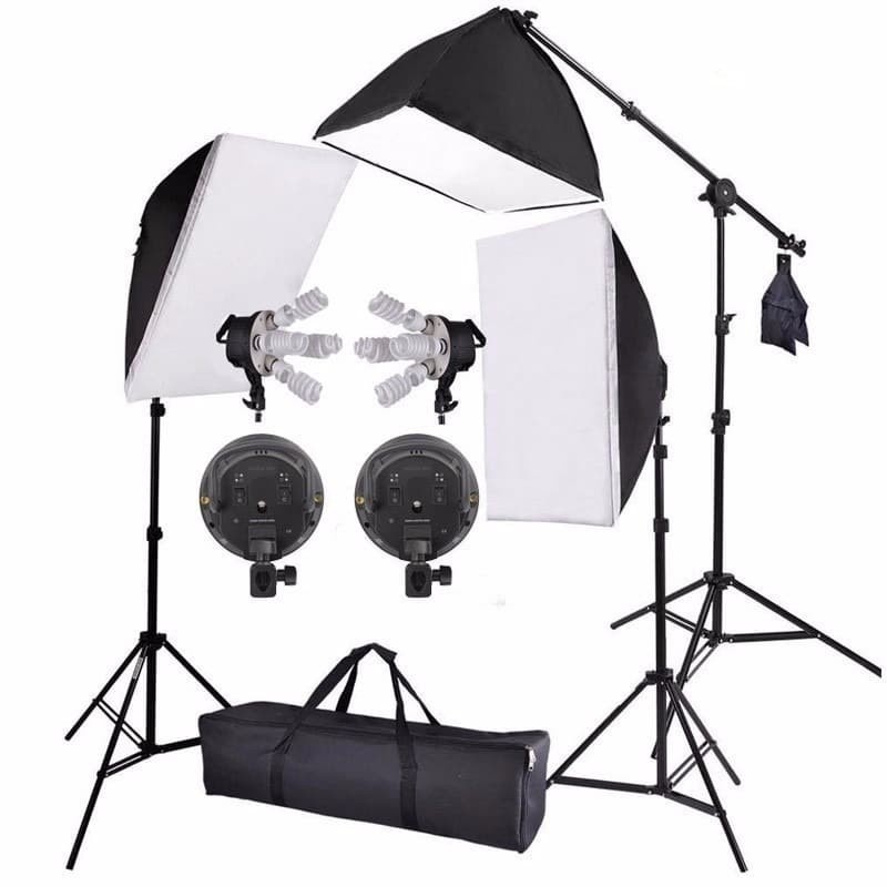 Set Illuminazione Studio: 2 Softbox 50x70 Cm + 2 Luci LED 4800 Lumen Dimmerabili - Kit Completo Per Foto E Video