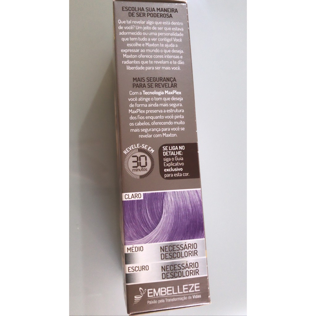 Kit tintura lavanda 206 maxton embelleze com ox (água oxigenada) e luva ...