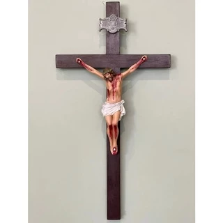 Crucifixo Parede - Cruz 36cm / Corpo Do Cristo Resina 19cm