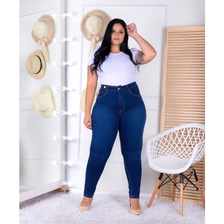 Calças jeans plus store size femininas baratas