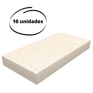 Kit 10 Placas Pedra Refratária Plaqueta para Churrasqueira Forno Lareira 23x11x2,5cm